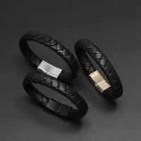 PU Leather Cord Bracelets, zinc alloy clasp, plated, braided bracelet & Unisex 11mm Approx 8.07 Inch 