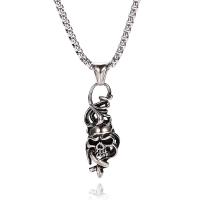 Stainless Steel Necklace, Skull, anoint, Unisex & box chain, original color Approx 23.62 Inch 