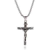нержавеющая сталь Ожерелье, Инсус крест, помазать, Мужская & Цепной ящик, оригинальный цвет длина:Приблизительно 23.62 дюймовый, продается PC