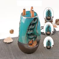Incense Smoke Flow Backflow Holder Ceramic Incense Burner, Porcelain, plated, for home and office & durable & three-sided 