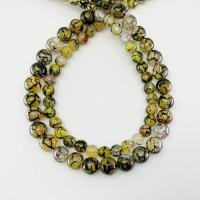 Natural Dragon Veins Agate Beads, Round, polished & frosted, yellow .96 Inch 