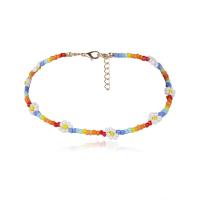 Glass Seed Beads Necklace, Seedbead, with Zinc Alloy, handmade, for woman 