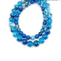 Natural Dragon Veins Agate Beads, Round, polished, DIY blue .96 Inch 