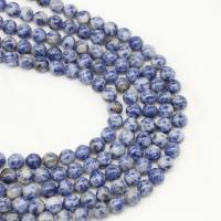 Blue Speckle Stone Abalorio, Esférico, pulido, Natural & Bricolaje & diverso tamaño para la opción, longitud:14.96 Inch, Vendido por Sarta