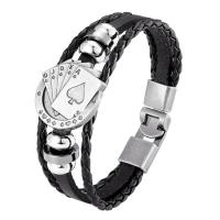 PU Leather Bracelet, with Zinc Alloy, multilayer & for man Approx 8.27 Inch 