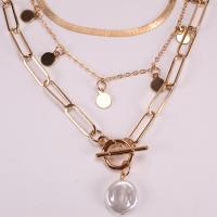 Fashion Multi Layer Necklace, Zinc Alloy, with pearl, plated, Unisex cm 