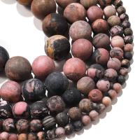 Schwarzer Streifen Rhodochrosite Stein Perle, Natürliche & DIY & verschiedene Größen vorhanden & satiniert, Länge:14.96 ZollInch, verkauft von Strang