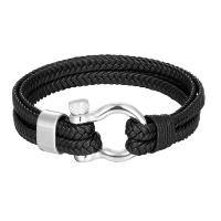 PU Leather Bracelet, with 316L Stainless Steel, plated & for man 