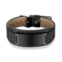 PU Leather Bracelet, with 316L Stainless Steel, for man Approx 8.5 Inch 