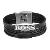 PU Leather Bracelet, with Zinc Alloy, multilayer & for man Approx 8.27 Inch 