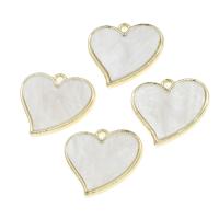Zinc Alloy Heart Pendants, with Shell, golden 