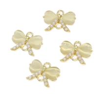 Zinc Alloy Charm Connector, with pearl & Shell, Bowknot, golden 