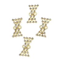 Rhinestone Zinc Alloy Connector, with pearl, Bowknot, with rhinestone, golden 