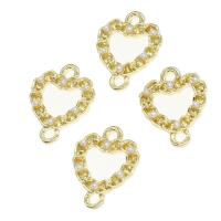 Zinc Alloy Charm Connector, with pearl, Heart, golden 