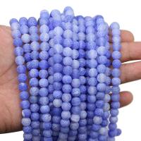 Perles agates effloresces naturelles , agate effleurant, Rond, poli, DIY & normes différentes pour le choix & givré, bleu .96 pouce, Vendu par brin