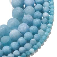 Perles aigue-marine, Rond, poli, Naturel & DIY & normes différentes pour le choix & givré, bleu .96 pouce, Vendu par brin