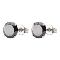 Stainless Steel Cubic Zirconia Stud Earring, plated, hypo allergic & Unisex & with cubic zirconia 