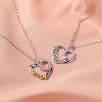 Cubic Zircon Micro Pave Brass Necklace, Heart, plated, rolo chain & for woman & with cubic zirconia Approx 20.47 Inch 