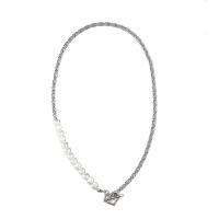 Titanium Steel Jewelry Necklace, with ABS Plastic Pearl, Unisex Approx 21.7 Inch 