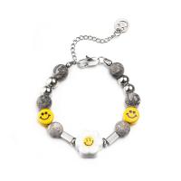 Titan Schmuck Halskette, Titanstahl, mit Kunststoff, mit Verlängerungskettchen von 1.96 lnch, Lächelndes Gesichte, unisex & verschiedene Stile für Wahl, gelb, verkauft von PC