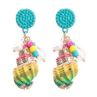 Seashell Earrings, Zinc Alloy, with acrylic rhinestone & Shell & Resin, fashion jewelry & for woman, multi-colored 
