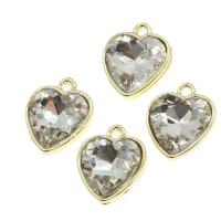 Colgantes de diamantes de imitación de la aleación de zinc, Corazón, con diamantes de imitación, dorado, 17x14x6mm, Vendido por UD