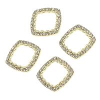 Colgantes de diamantes de imitación de la aleación de zinc, Cuadrado, con diamantes de imitación, dorado, 18x18x2mm, Vendido por UD