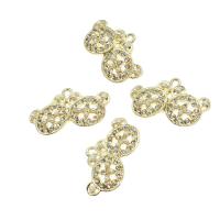 Colgantes de diamantes de imitación de la aleación de zinc, con perla, con diamantes de imitación, dorado, 16x28x2mm, Vendido por UD