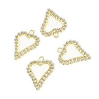 Colgantes de Aleación de Zinc en Forma de Corazón, con perla, dorado, 25x30x3mm, Vendido por UD