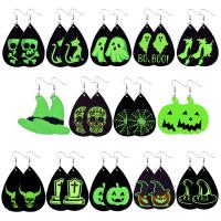 PU Leather Drop Earring, silver color plated, Halloween Jewelry Gift & for woman 