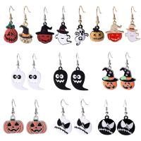 Enamel Zinc Alloy Drop Earring, silver color plated, Halloween Jewelry Gift & for woman 