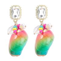 Seashell Earrings, Zinc Alloy, with acrylic rhinestone & Shell & Resin, plated, fashion jewelry & for woman 