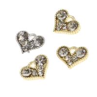 Colgantes de diamantes de imitación de la aleación de zinc, Corazón, con diamantes de imitación, color mixto, 8x10x3mm, Vendido por UD