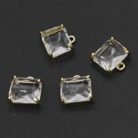 Colgantes de diamantes de imitación de la aleación de zinc, con cuarzo claro, Cuadrado, facetas, dorado, 15x15x7mm, Vendido por UD