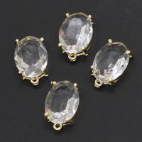 Zinc Alloy Rhinestone Pendants, Oval, faceted & with rhinestone, mixed colors 