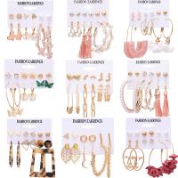 Zinc Alloy Earring Set, Stud Earring & earring, with turquoise & pearl & Cotton & Acrylic, for woman & with rhinestone 