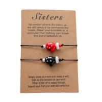 Fashion Create Wax Cord Bracelets, Lampwork, with Waxed Cotton Cord & Brass, Boxing Glove, 2 pieces & for woman Approx 6.3-12.6 Inch 
