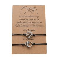 Fashion Create Wax Cord Bracelets, Stainless Steel, with Waxed Cotton Cord, Moon and Star, 2 pieces & Unisex & hollow Approx 6.3-11.8 Inch 