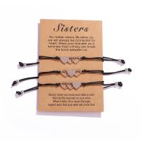 Fashion Create Wax Cord Bracelets, Stainless Steel, with Korean Waxed Cord, Heart, three pieces & for woman & hollow Approx 7-11.8 Inch 