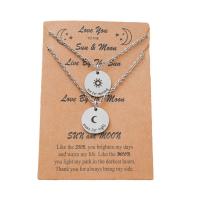 Couple Stainless Steel Necklace, with 2.75inch extender chain, Flat Round, 2 pieces & oval chain & for couple, original color, 20mm Approx 18.1 Inch 