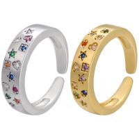 Латунь Манжеты палец кольцо, плакирован золотом, Регулируемый & микро проложить 129 шт кубического циркония & Женский, Много цветов для выбора внутренний диаметр:Приблизительно 17mm, продается PC