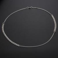 Titanium Steel Chain Necklace, polished, patchwork & Unisex & curb chain, silver color 