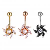Stainless Steel Belly Ring, plated, Unisex & with cubic zirconia 