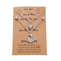 Couple Stainless Steel Necklace, with 2.75inch extender chain, Moon, 2 pieces & oval chain & for couple Approx 18.1 Inch 