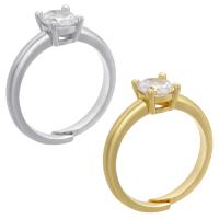 Zirkonia Messing Finger Ring, plattiert, Einstellbar & Micro pave Zirkonia & für Frau, keine, 20x23mm, Innendurchmesser:ca. 17mm, verkauft von PC
