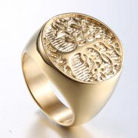 Titanium Steel Finger Ring, Lucky Tree, plated, for man 20mm 