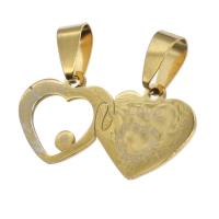 Stainless Steel Couple Pendant, Heart, golden 