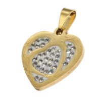 Colgantes de acero inoxidable de diamantes de imitación , Corazón, con diamantes de imitación, más colores para la opción, 20x20x2mm, Vendido por UD