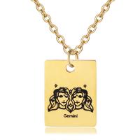 Stainless Steel Jewelry Necklace, with 1.97inch extender chain, gold color plated, Zodiac & fashion jewelry & for woman .75 Inch 
