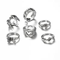 Zinc Alloy Ring Set, 6 pieces & fashion jewelry & Unisex 